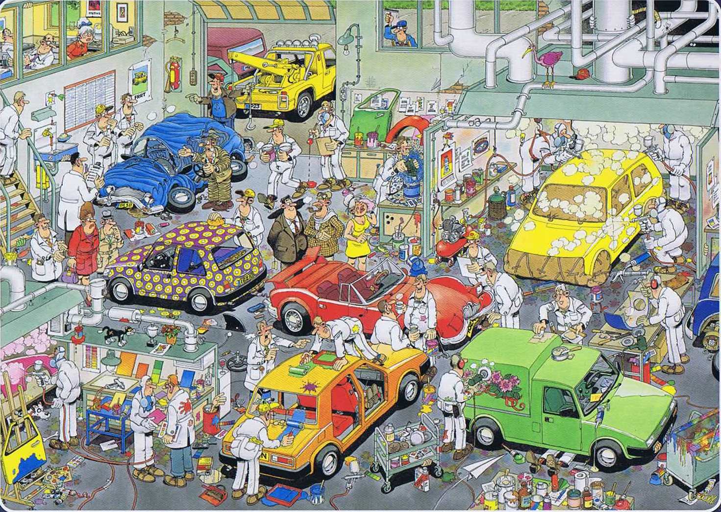 Jan van Haasteren - In the car respraying shop - 500 Brikker - Nordisk Spil