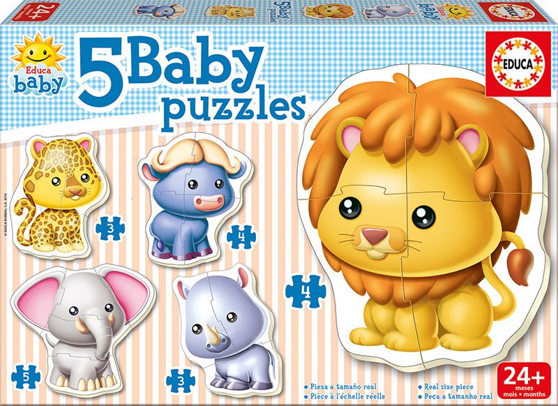 Baby Puzzles - Wild Animals - 3 - 5 brikker - Nordisk Spil