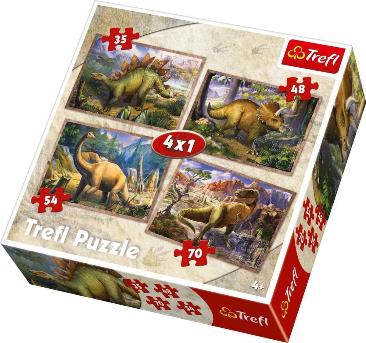 The Dinosaurs 4 - i - 1 - 35/48/54/70 brikker - Nordisk Spil