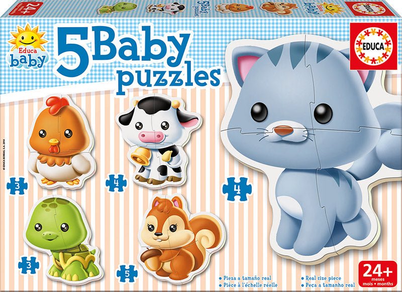 Baby Puzzles - Animals - 3 - 5 brikker - Nordisk Spil