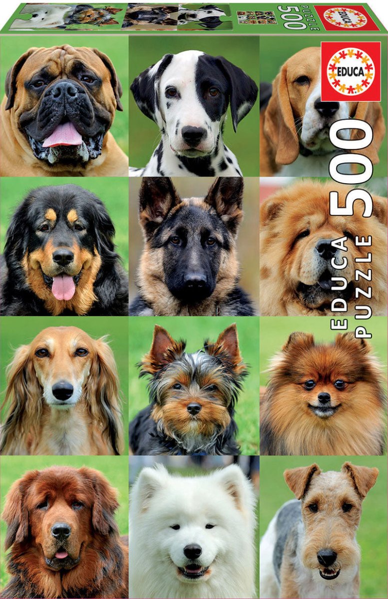 Dogs Collage - 500 brikker - Nordisk Spil