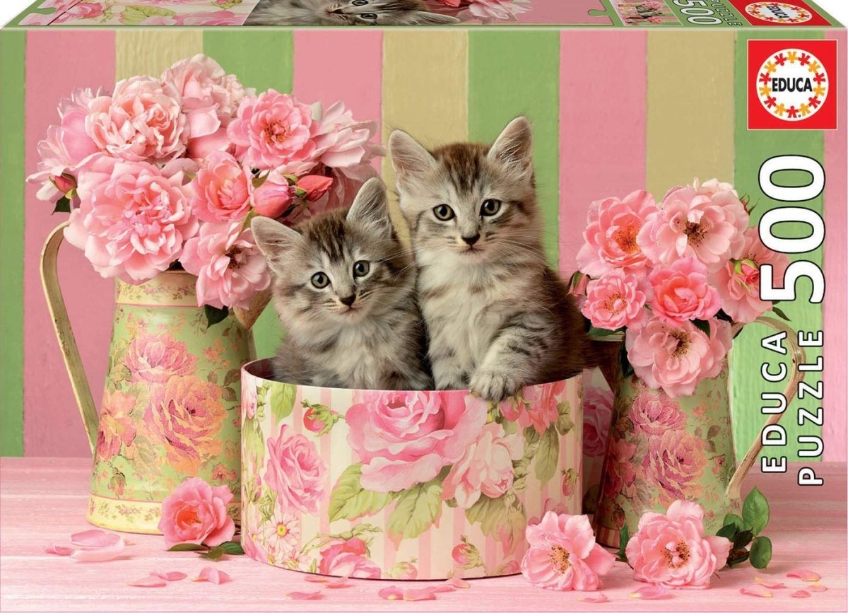 Kittens with Roses - 500 brikker - Nordisk Spil