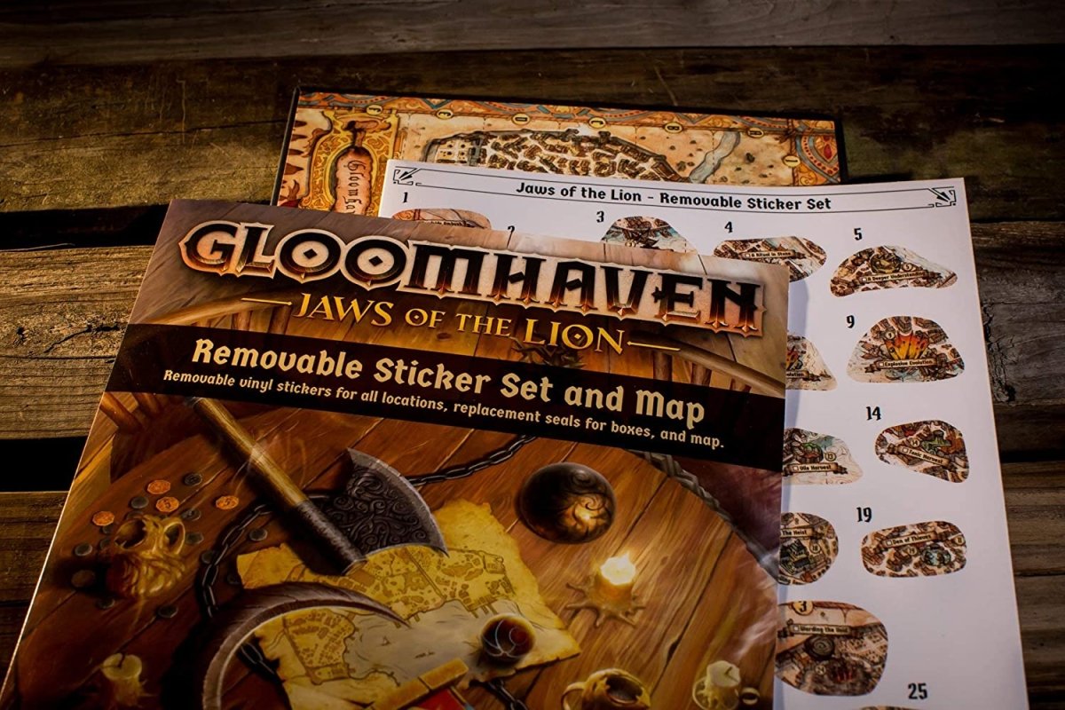 Gloomhaven: Jaws of the Lion - Removable Sticker Set and Map - Nordisk Spil