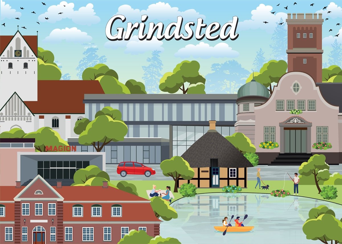 Danske byer: Grindsted, 1000 brikker - Nordisk Spil