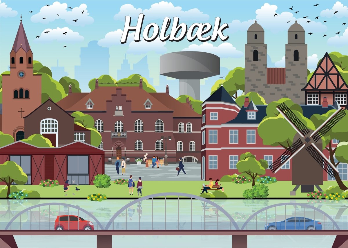 Danske byer: Holbæk, 1000 brikker - Nordisk Spil