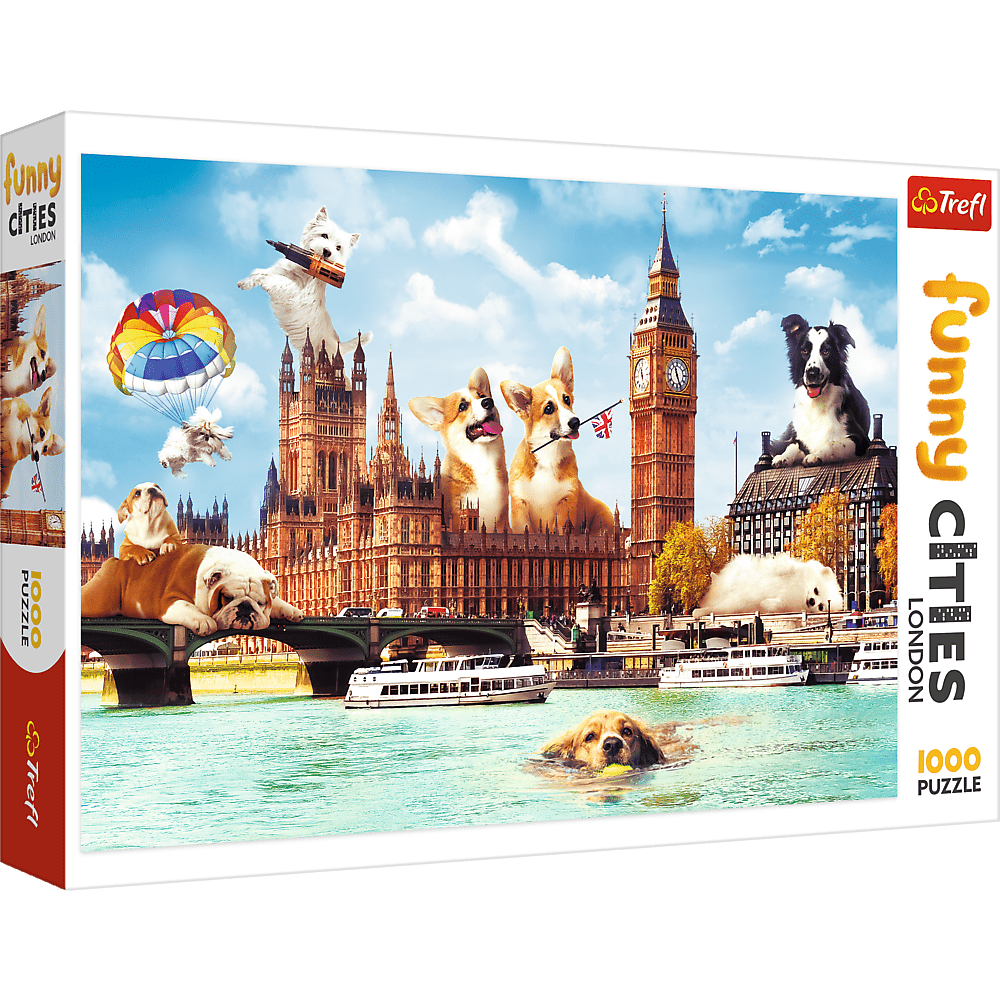 Hunde i London - Funny Cities - 1000 brikker - Nordisk Spil