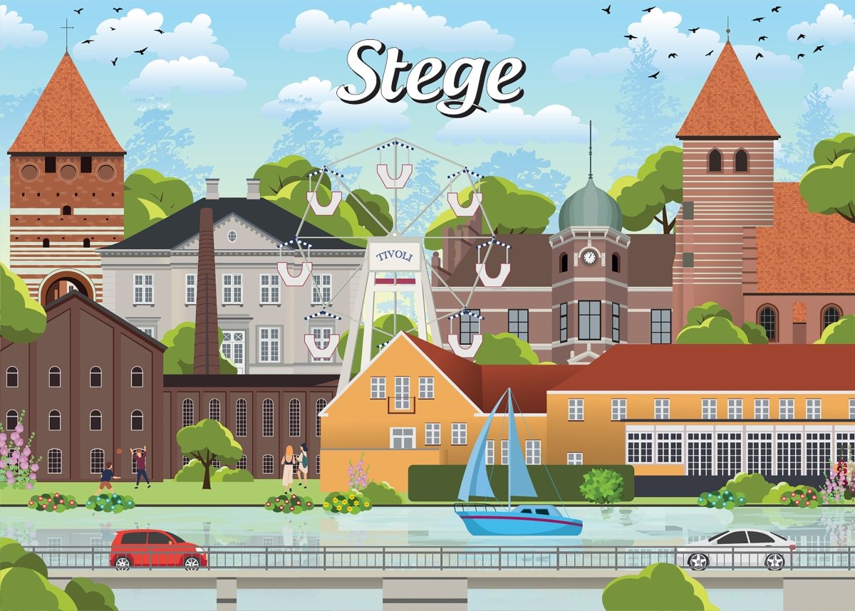 Danske byer: Stege, 1000 brikker - Nordisk Spil