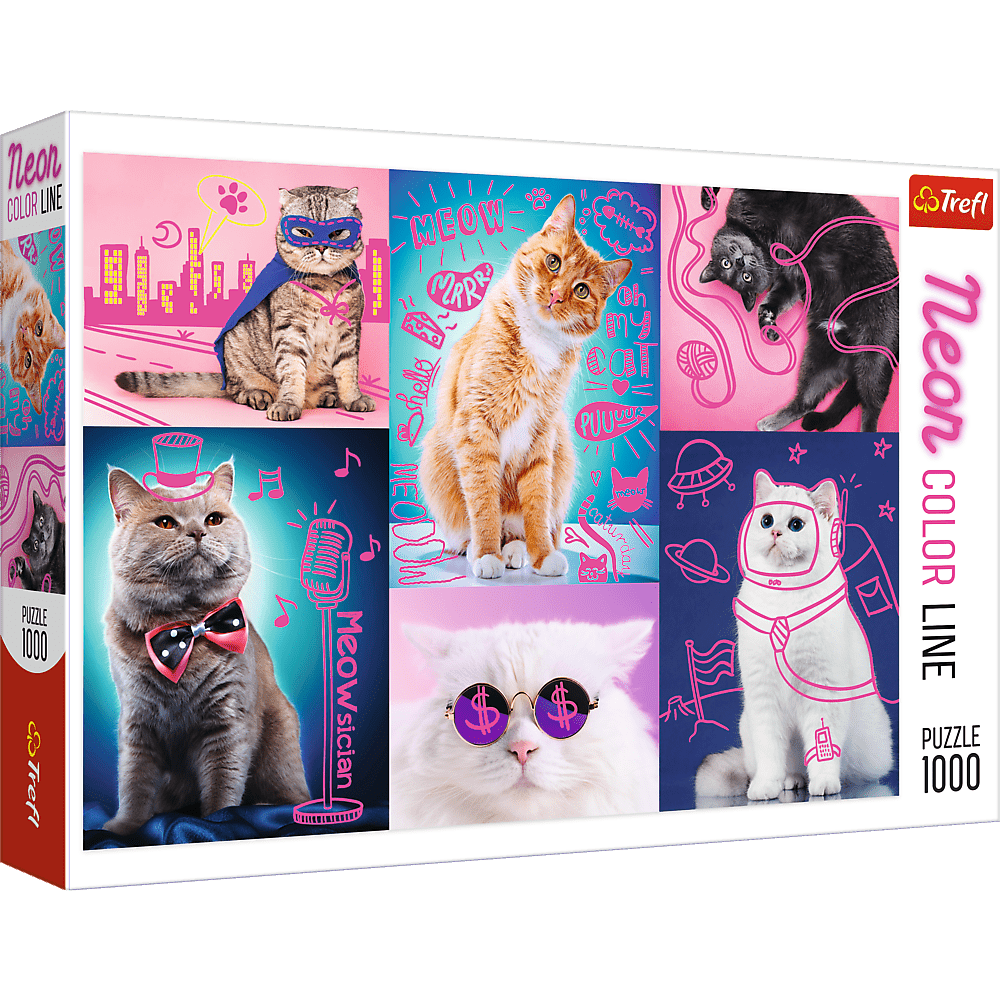 Super Katte - Neon Color Line - 1000 brikker - Nordisk Spil