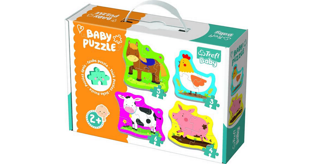 Baby Puzzel Little Farm 3+4+5+6 Brikker - Nordisk Spil
