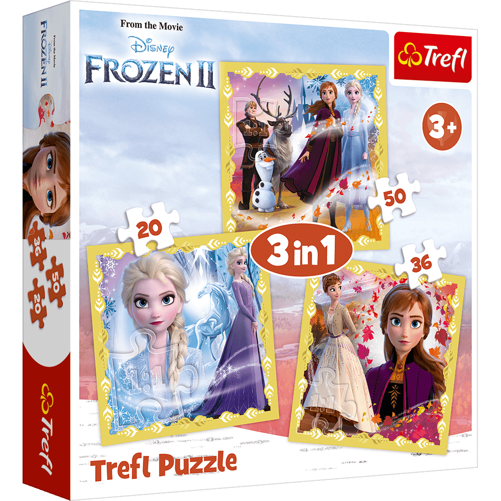 Disney Frost 2 - Anna og Elsa 3 - i - 1 - 20/36/50 brikker - Nordisk Spil