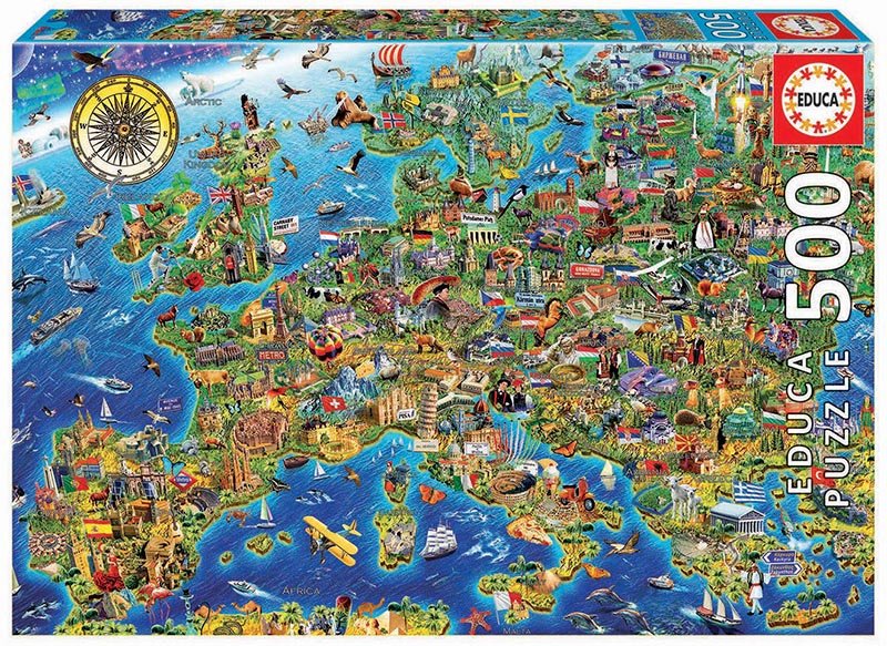 Crazy European map - 500 brikker - Nordisk Spil