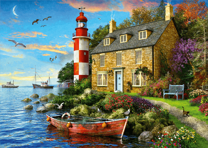 The Lighthouse Keeper&39;s Cottage - 1000 Brikker - Nordisk Spil