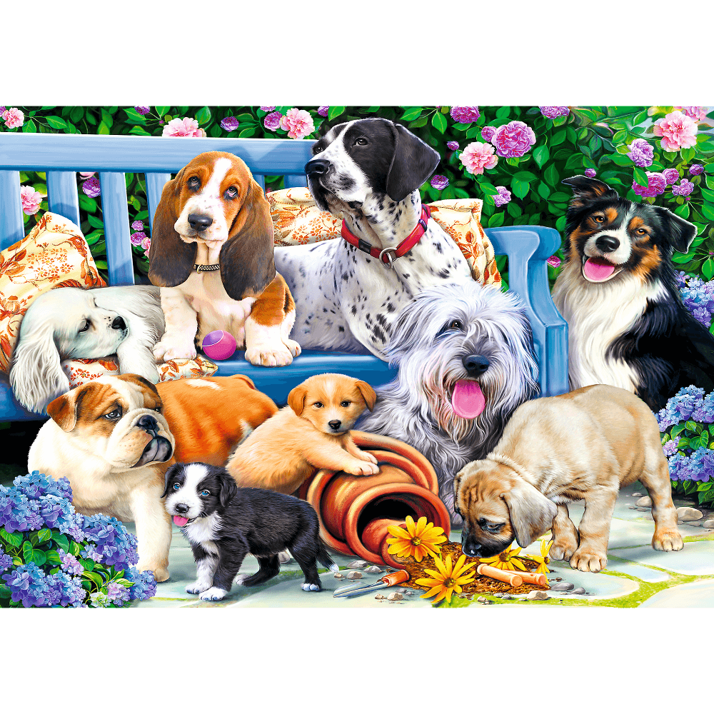 Dogs in the garden - 1000 Brikker - Nordisk Spil