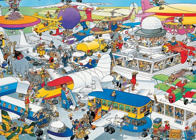 Jan van Haasteren: Den travle lufthavn - 1000 brikker - Nordisk Spil