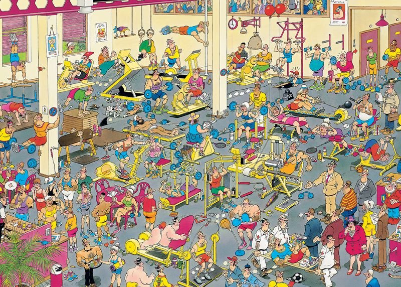 Jan van Haasteren: I fitnesscenteret - 1000 brikker - Nordisk Spil