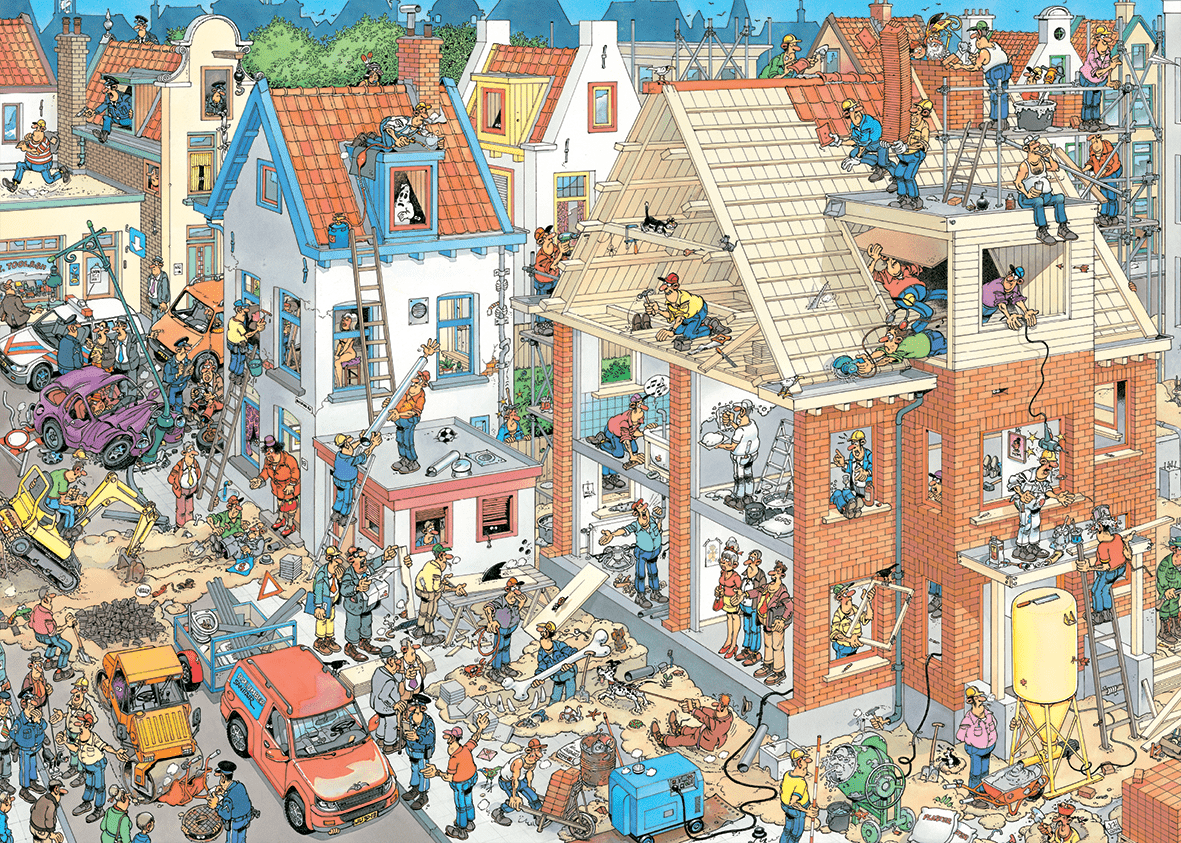 Byggekaos (1000 brikker) - Nordisk Spil