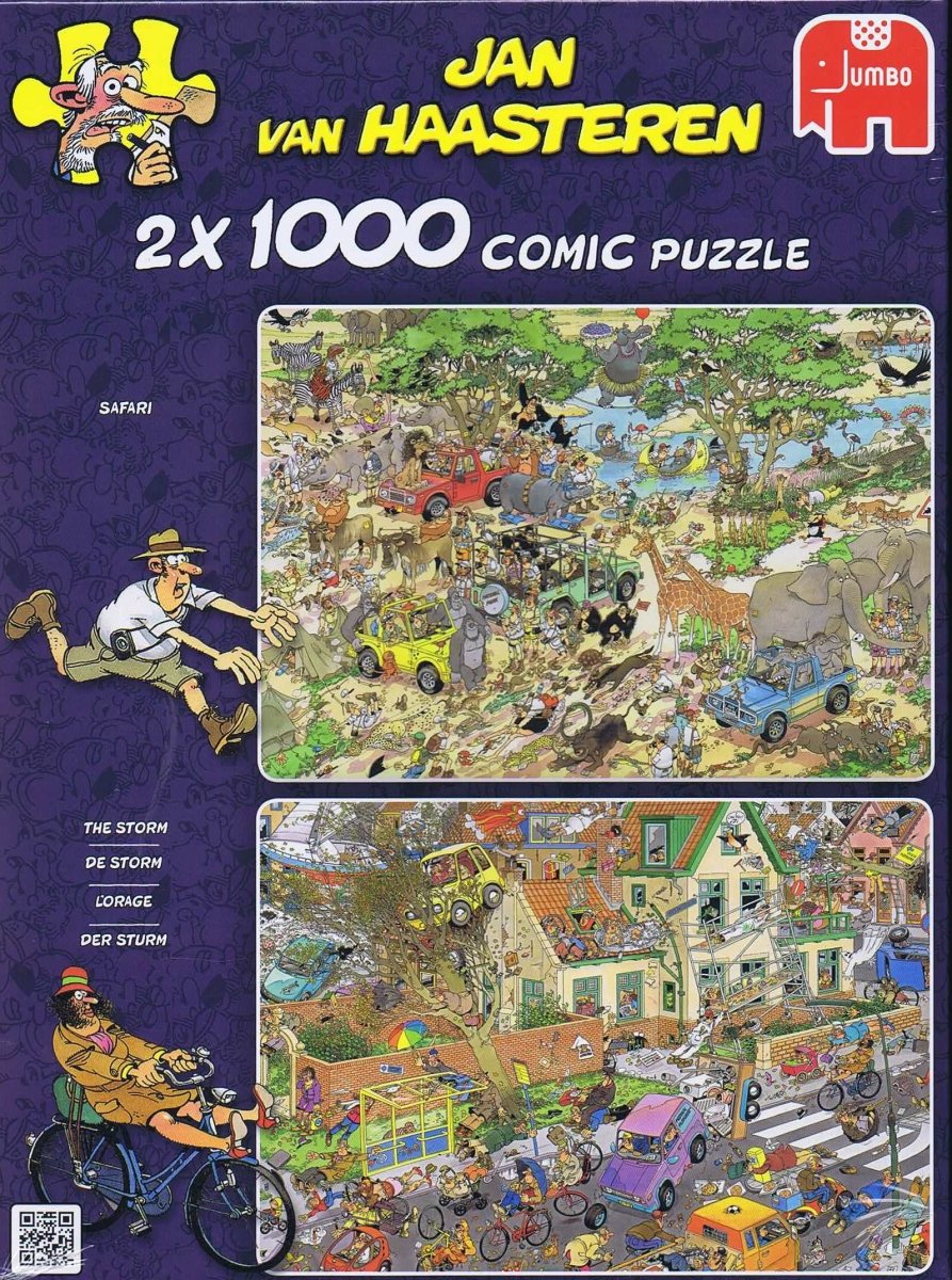 Jan van Haasteren: Safari og The storm - 2 x 1000 brikker - Nordisk Spil
