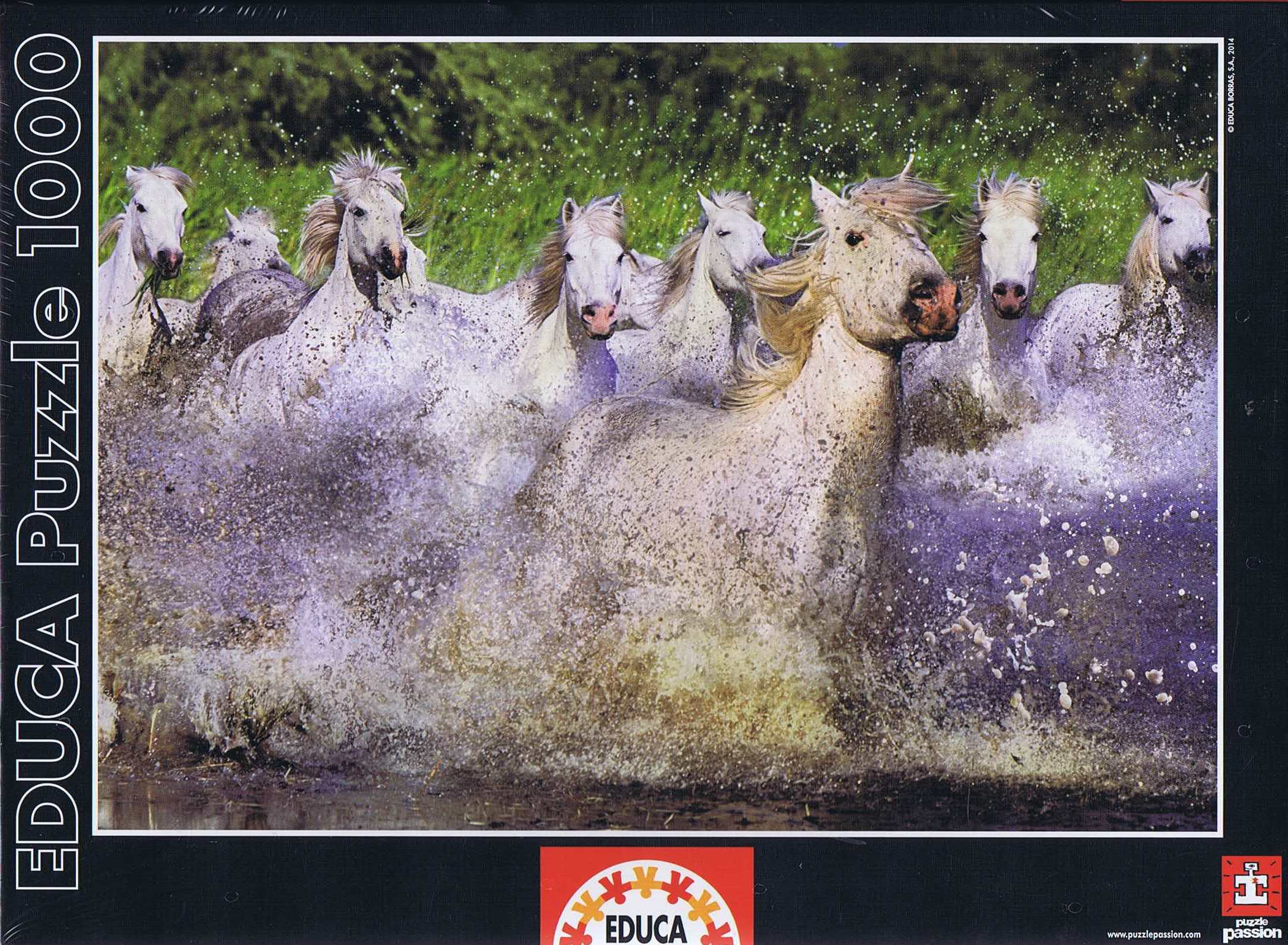 White Camargue Horses Cavalos - 1000 brikker