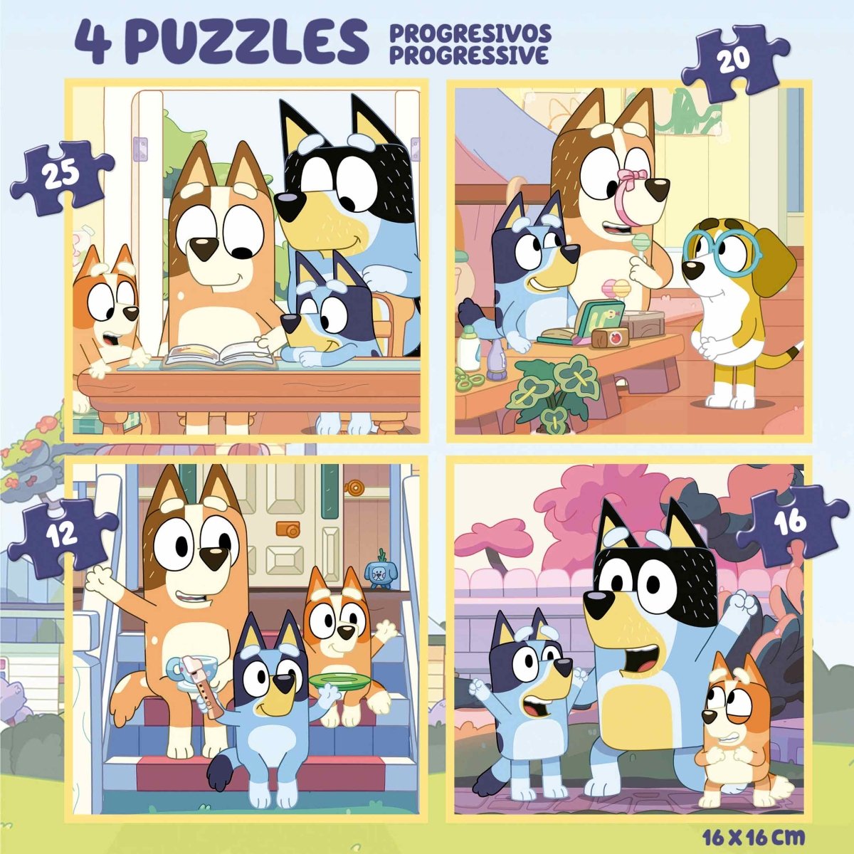 Bluey puslespil i kuffert - 12+16+20+25 brikker - Nordisk Spil