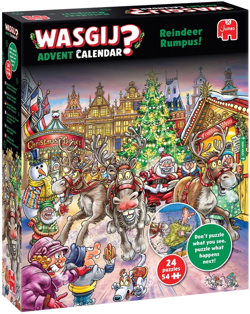 Wasgij: Julekalender - Rensdyr - ramasjang (24 x 54 brikker) - Nordisk Spil