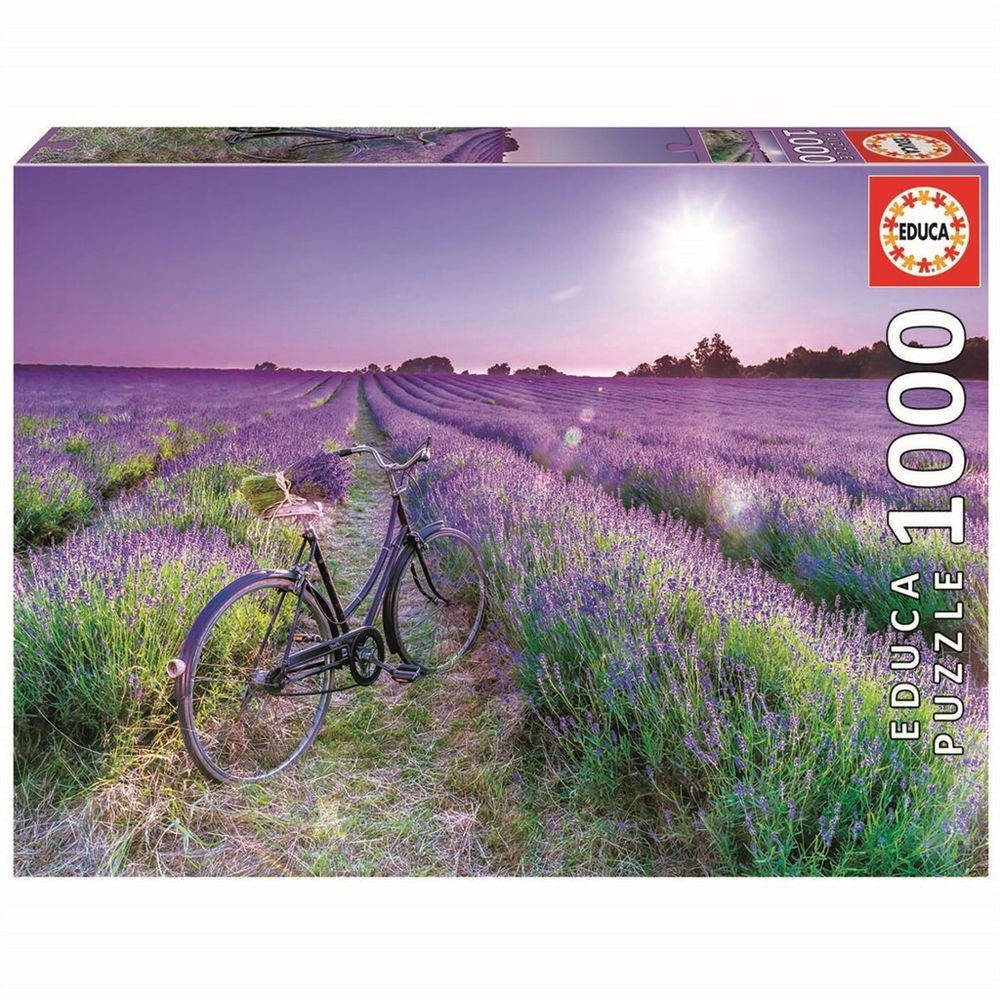 Cykel på lavendelmark - 1000 brikker