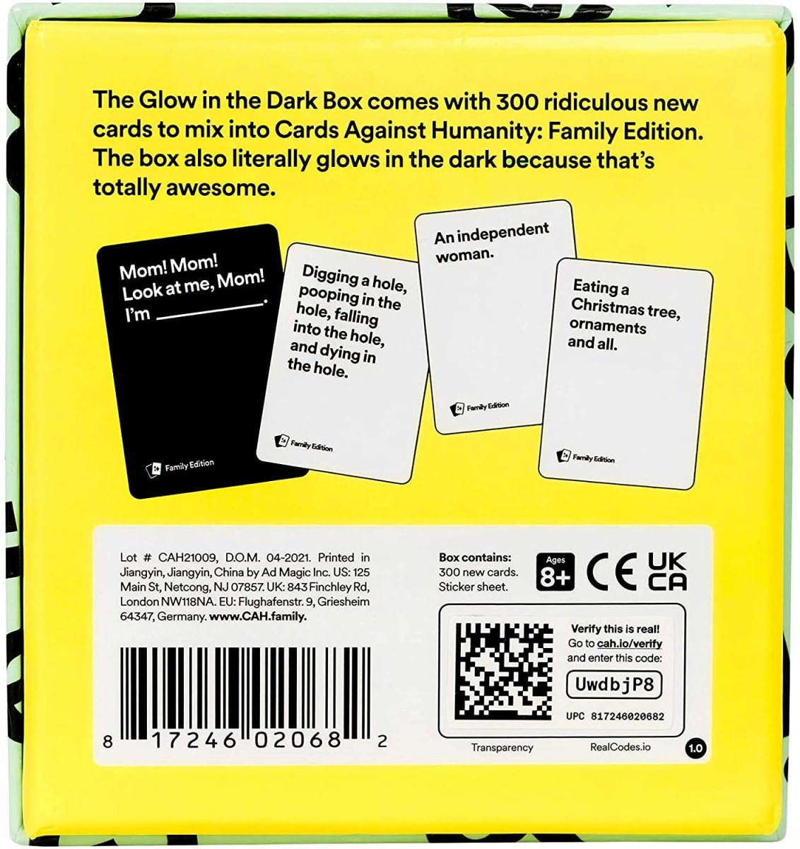 Cards Against Humanity - Family Edition: Glow In The Dark Box - Nordisk Spil
