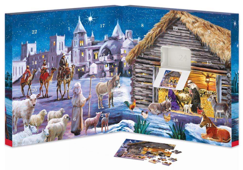 Julekalender - Et barn er født i Bethlehem (24 x 50 brikker) - Nordisk Spil