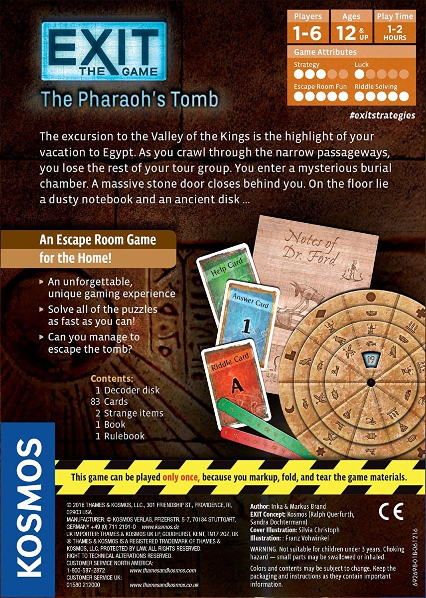 EXIT: The Game - The Pharaoh&39;s Tomb - Engelsk - Nordisk Spil
