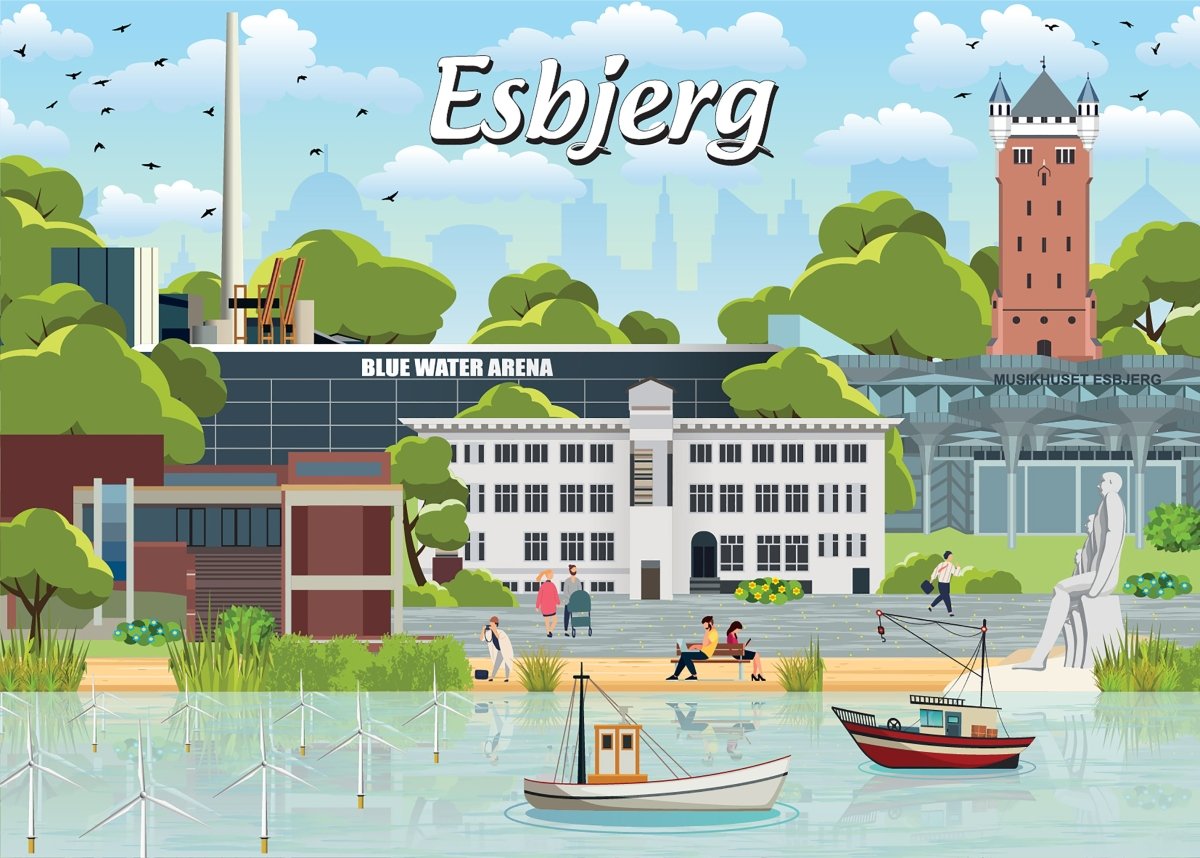 Danske byer: Esbjerg, 1000 brikker - Nordisk Spil