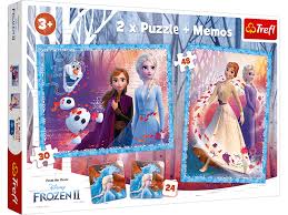 Disney Frozen 2 - 2 puslespil + Memo - 30/48 brikker - Nordisk Spil