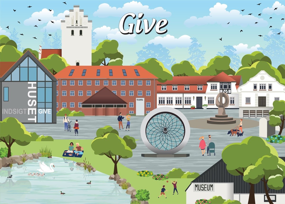 Danske byer: Give, 1000 brikker - Nordisk Spil