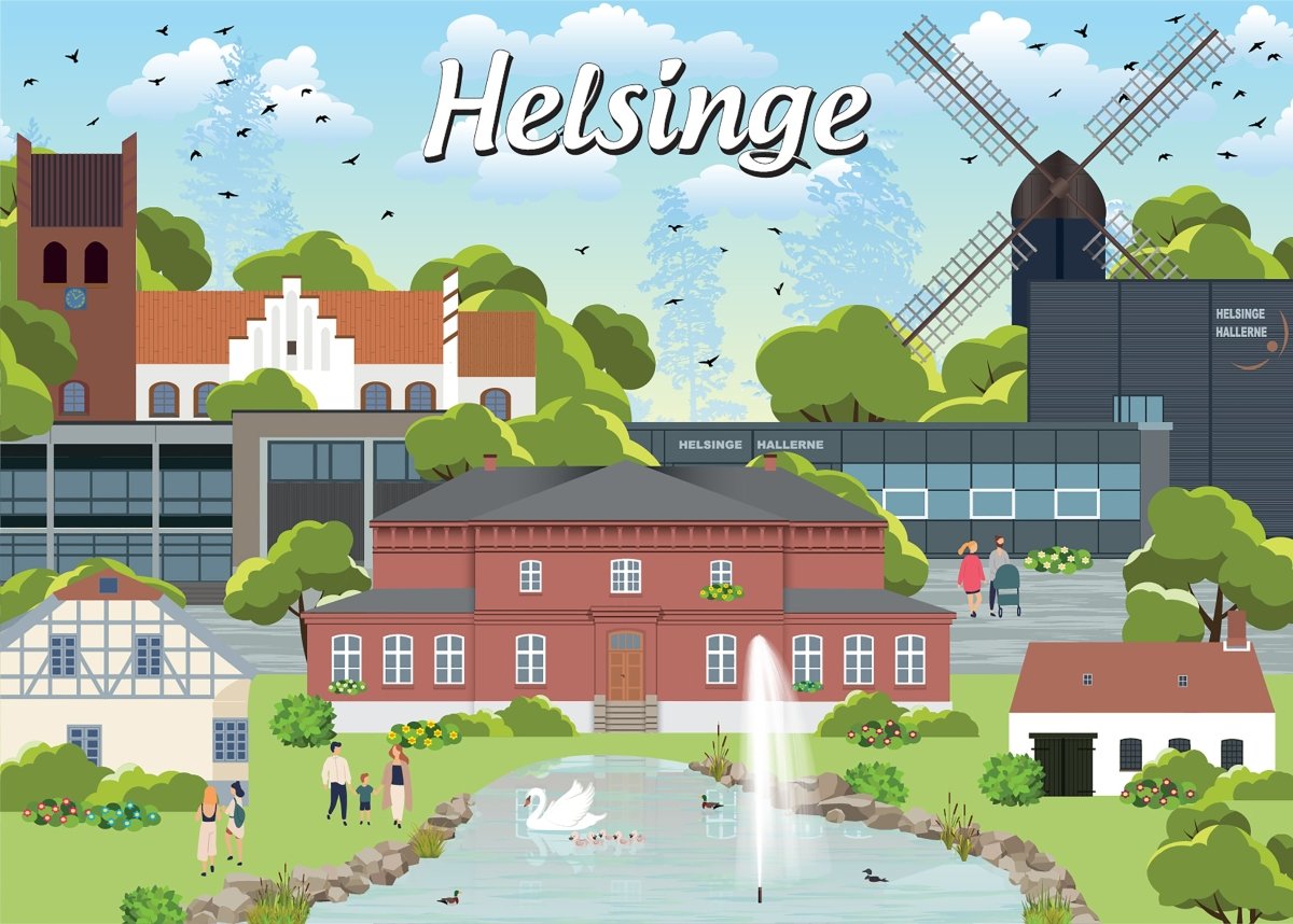 Danske byer: Helsinge, 1000 brikker - Nordisk Spil