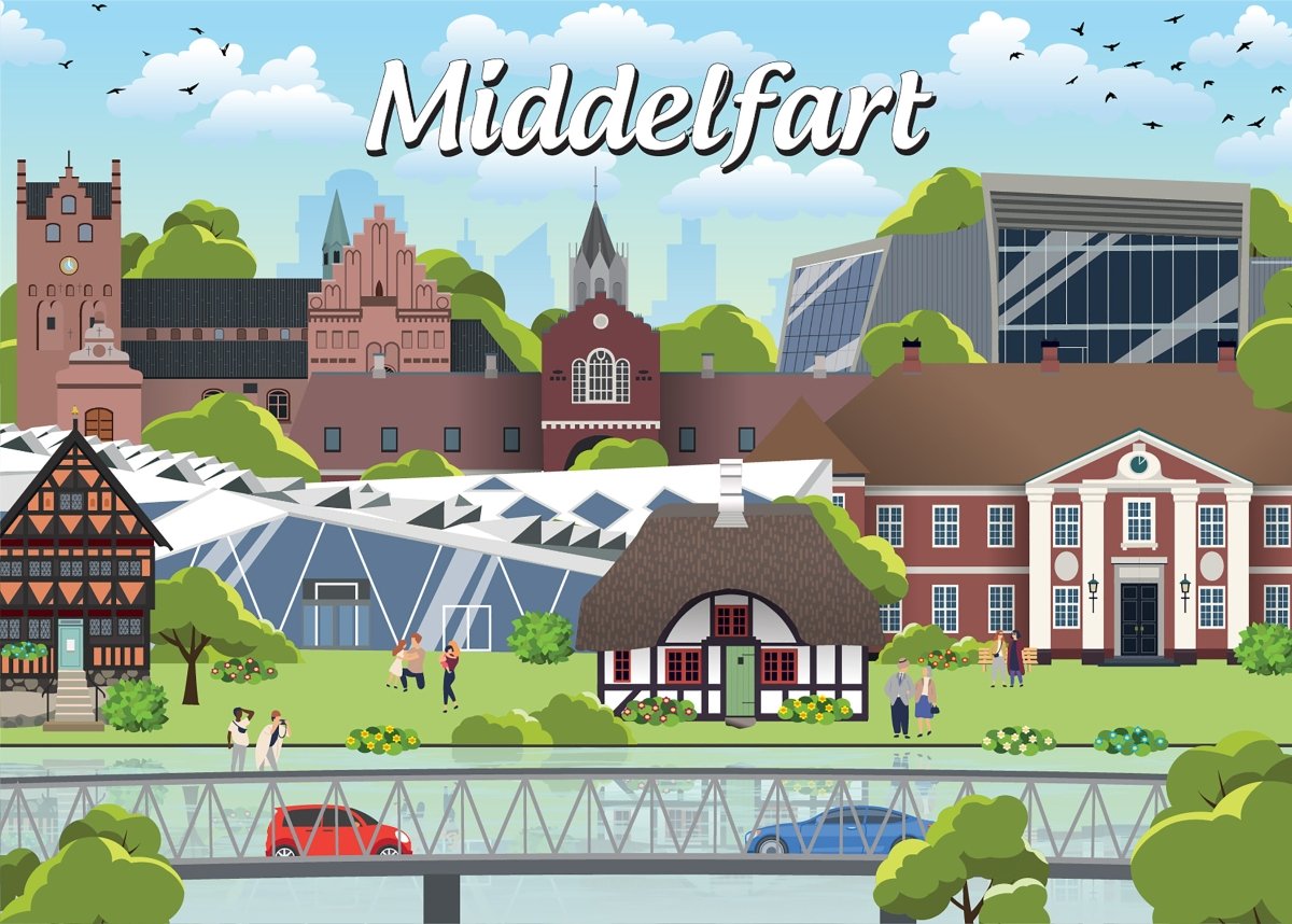 Danske byer: Middelfart, 1000 brikker - Nordisk Spil