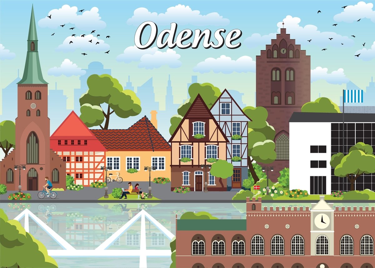 Danske byer: Odense, 1000 brikker - Nordisk Spil