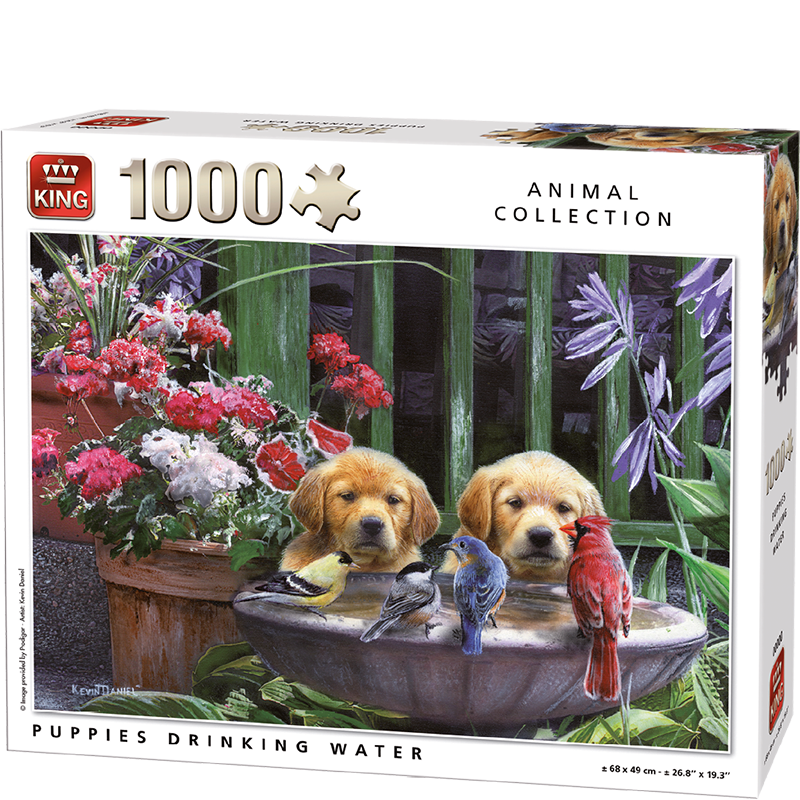 Puppies Drinking Water - 1000 brikker