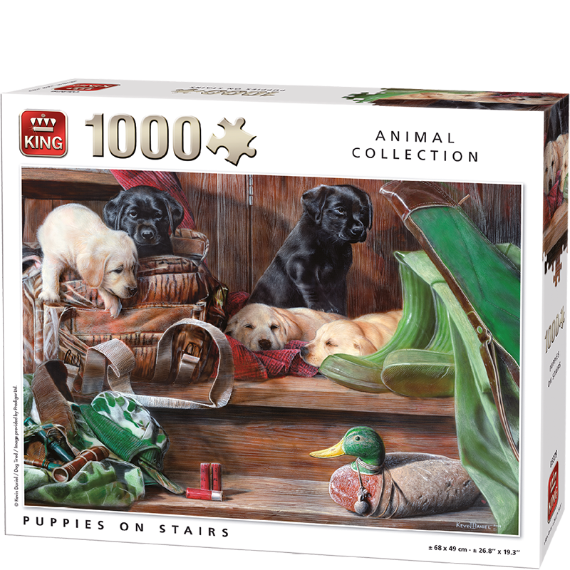 Puppies on Stairs - 1000 brikker