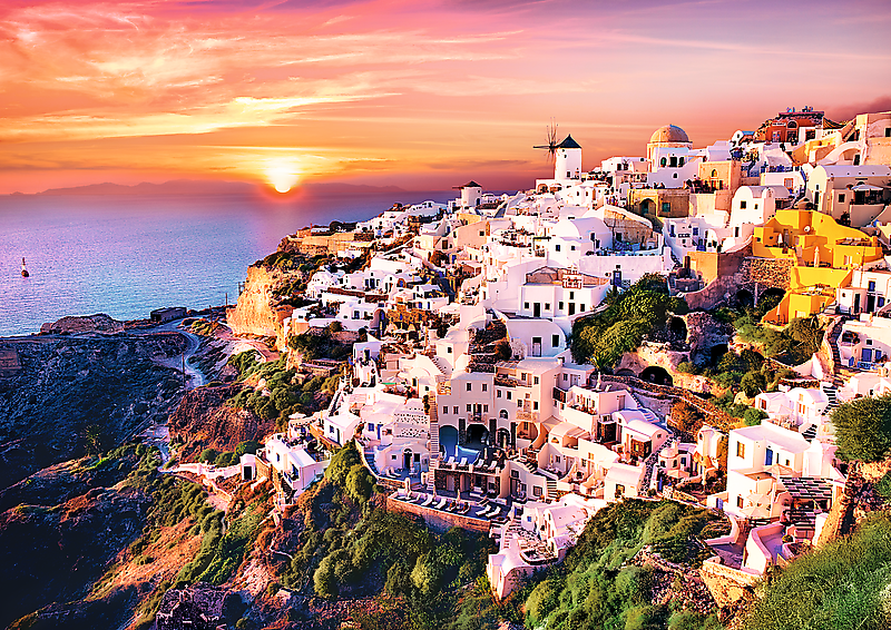 Sunset over Santorini - 1000 Brikker
