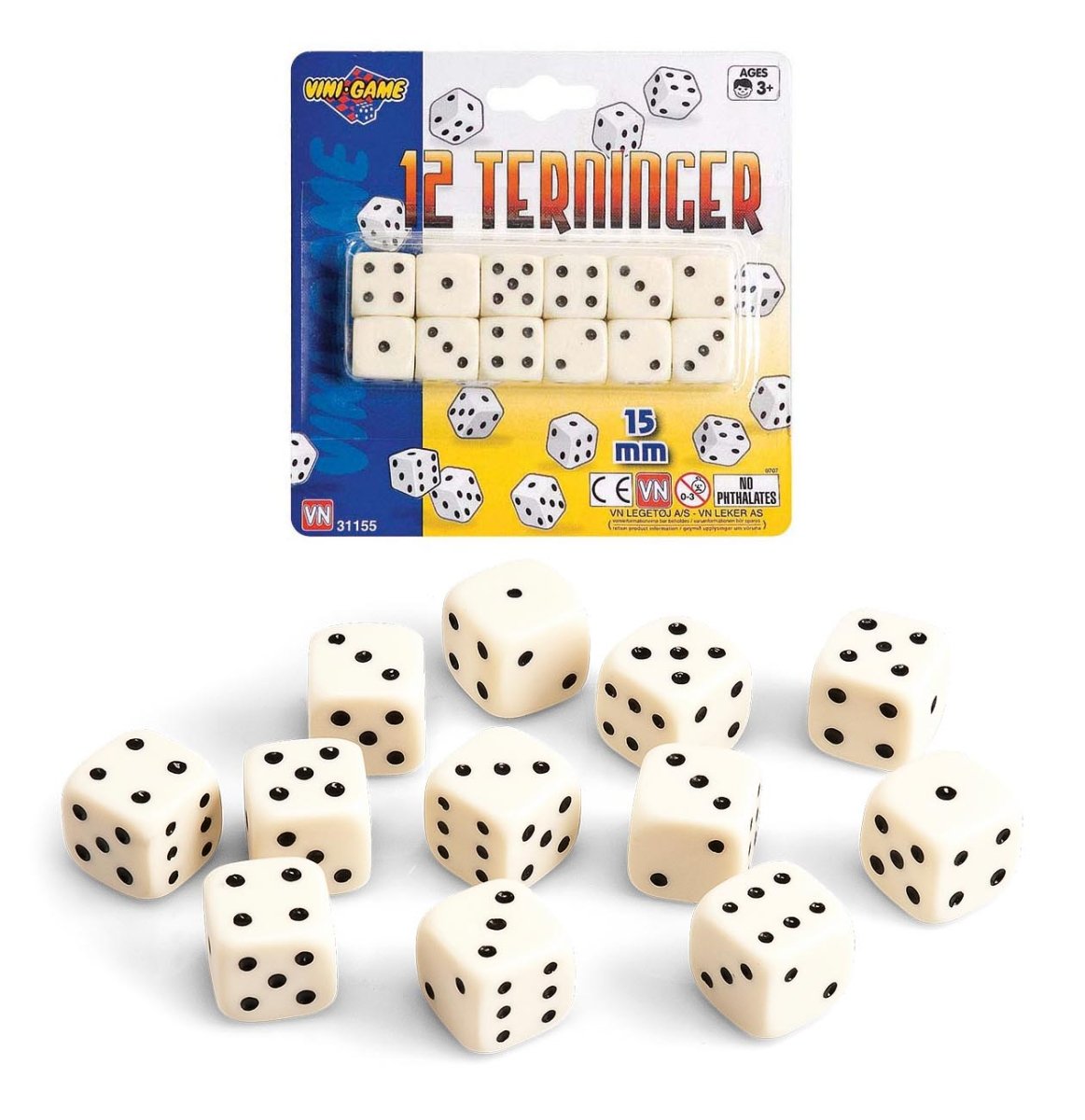 Yatzy terninger 12 stk - Nordisk Spil