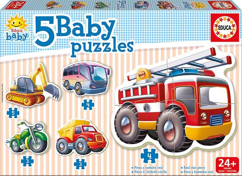 Baby Puzzles - Vehicles - 3 - 5 brikker - Nordisk Spil