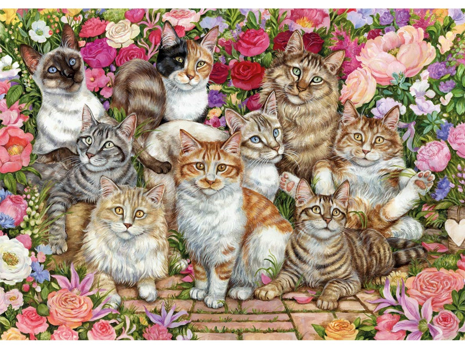 Floral Cats - 1000 Brikker