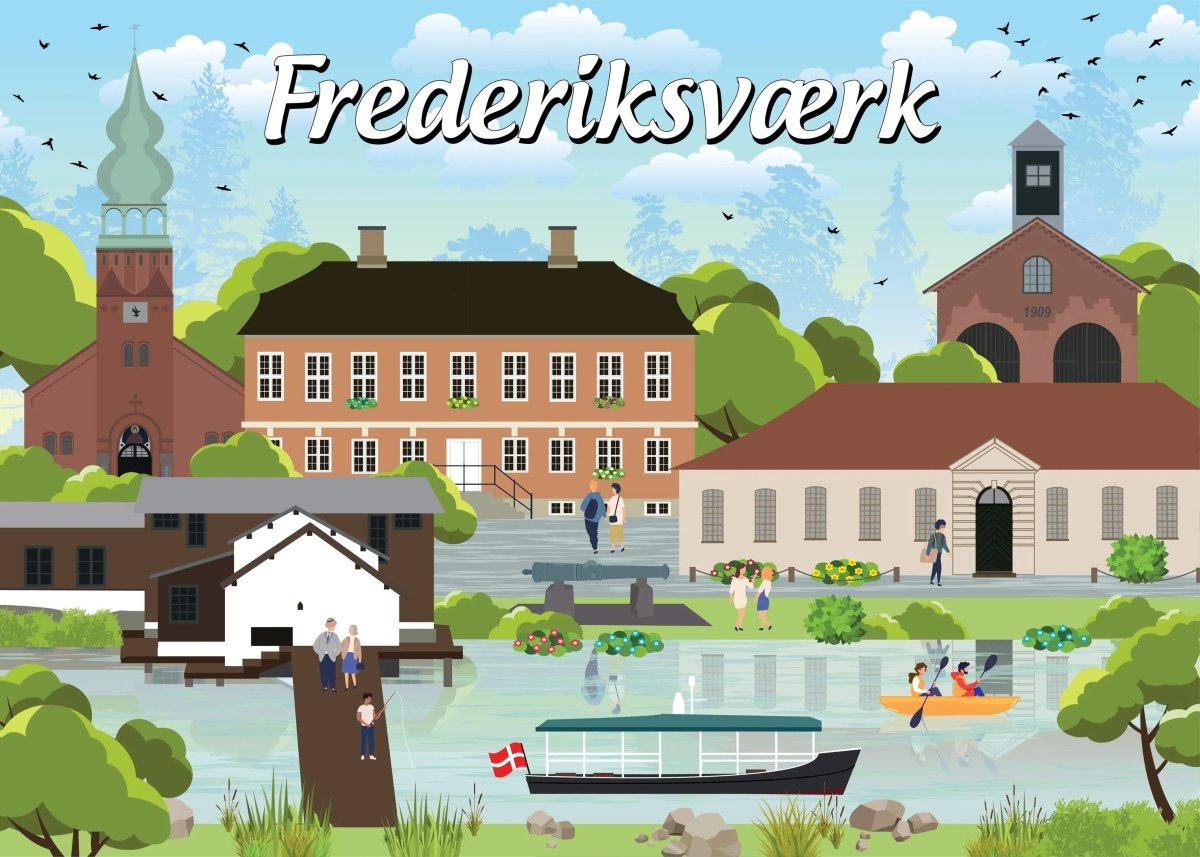 Danske byer: Frederiksværk, 1000 brikker - Nordisk Spil