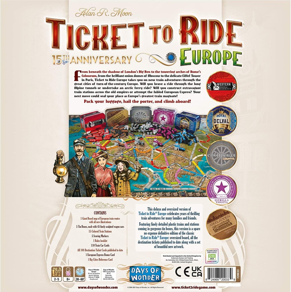 Ticket to Ride: Europe 15th anniversary edition - Engelsk - Nordisk Spil